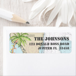 Nautical Tropical Palm Tree Christmas Holidays Label