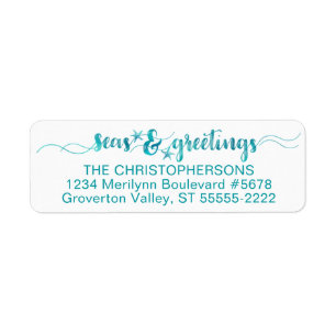 Nautical Tropical Turquoise SEAsons Greetings Label