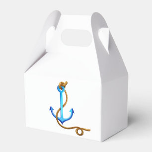 Nautical Turquoise Ship Anchor Wedding Party Favor Boxes