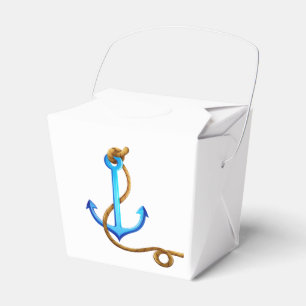Nautical Turquoise Ship Anchor Wedding Party Favor Boxes