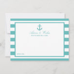 Nautical Turquoise Stripe Anchor Wedding Advice Card<br><div class="desc">Celebrate in style with these nautical anchor advice cards. The simple yet stylish design will allow your guests to write a note of advice for you to keep and read over in years to come. The wording is easy to personalize so these cards can quickly be transformed into advice cards...</div>