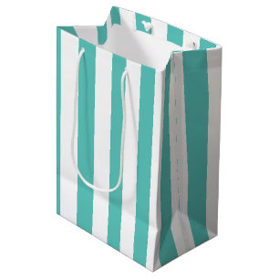 Nautical Turquoise & White Striped   Medium Gift Bag