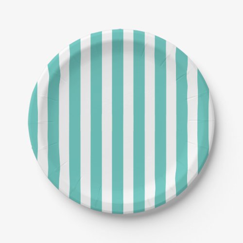 Nautical Turquoise  White Striped  Paper Plates
