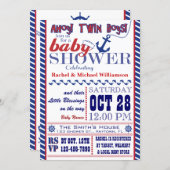 Nautical Twin Baby Boy Shower Invitation (Front/Back)