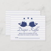 Nautical Twin Boy Whale Baby Shower Diaper Raffle Enclosure Card (Front/Back)