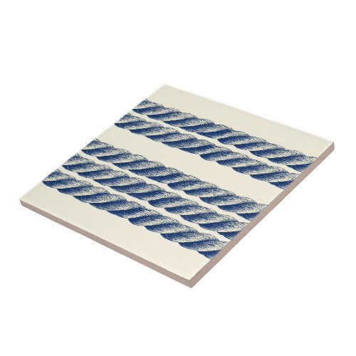 Nautical Twisted Sisal Rope Stripes Pattern Ceramic Tile