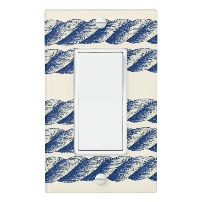 Nautical Twisted Sisal Rope Stripes Pattern Light Switch Cover (In Situ)