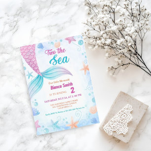 Nautical two the Sea 2nd Birthday party Invitation
