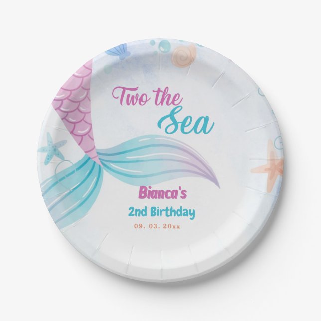 Nautical two the Sea 2nd Birthday party Paper Plates (Front)