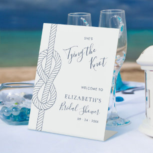 Nautical Tying the Knot Bridal Shower Welcome Pedestal Sign