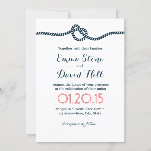 Classy Tying the Knot Wedding Invitations