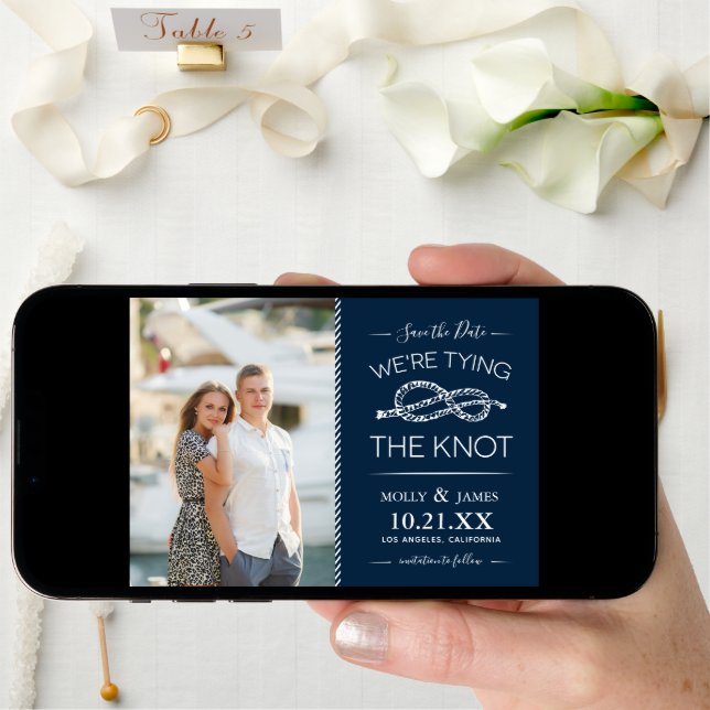 Nautical Tying the Knot Photo Save the Date (Front Digital)