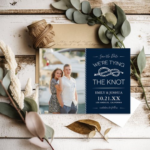 Nautical Tying the Knot Photo Save the Date Magnetic Invitation
