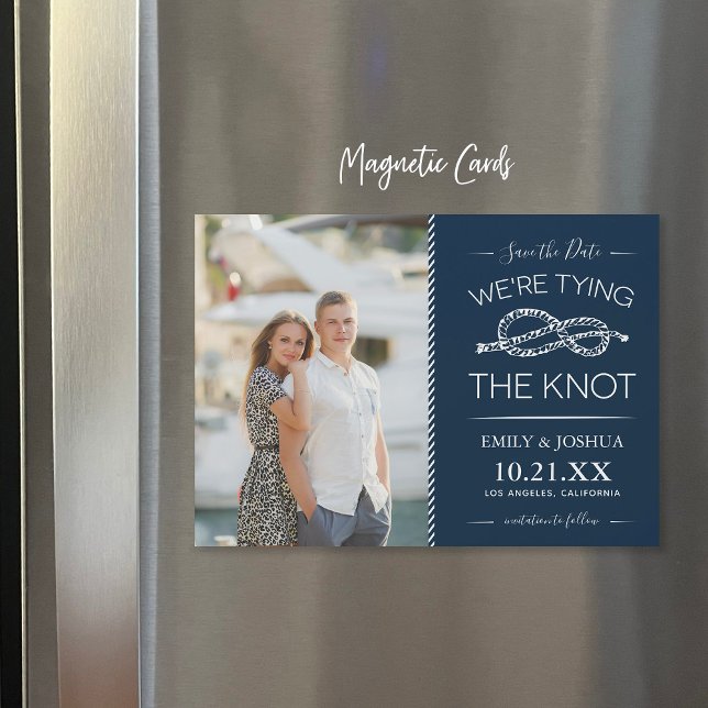 Nautical Tying the Knot Photo Save the Date Magnetic Invitation (Creator Uploaded)