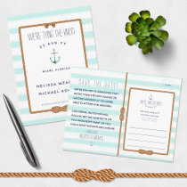 Nautical Tying the Knot Sea Foam Save the Date Announcement Postcard