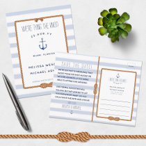 Nautical Tying the Knot Watercolor Save the Date Announcement Postcard