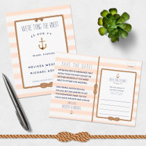 Nautical Tying the Knot Watercolor Save the Date Announcement Postcard