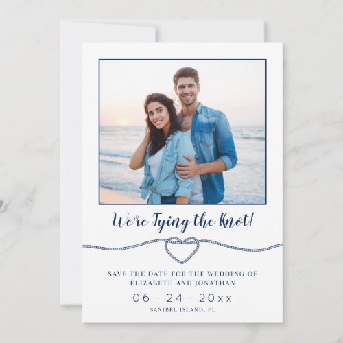 Nautical Tying the Knot Wedding Photo Save The Date