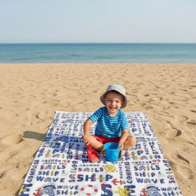 Nautical Typography   Beach Towel (Creator Uploaded)