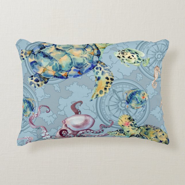 Nautical Under the Sea  Accent Pillow (Front)