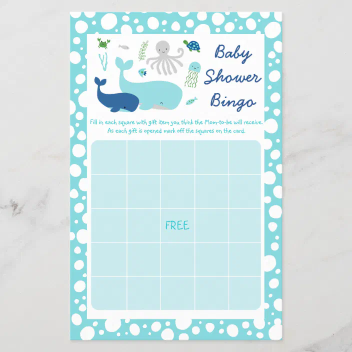 Nautical Under The Sea Baby Shower Bingo Game Zazzle Com