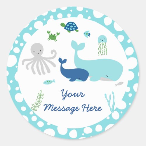 Nautical Under The Sea Baby Shower Classic Round Sticker