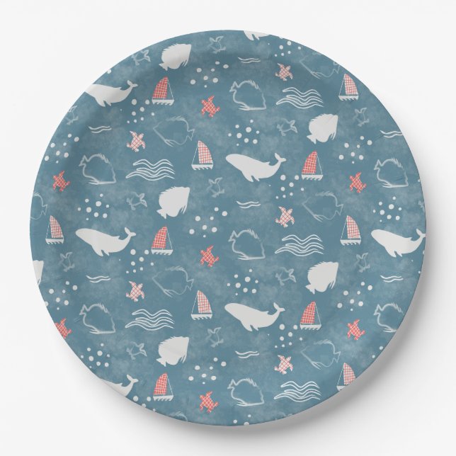 Nautical Under the Sea Baby Shower Paper Plates (Front)