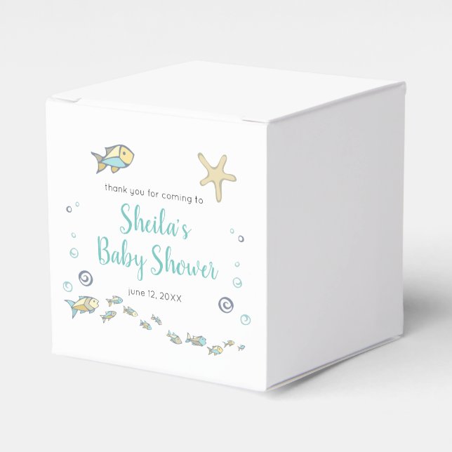 Nautical Under The Sea Fish Baby Shower Favor Boxes (Front Side)