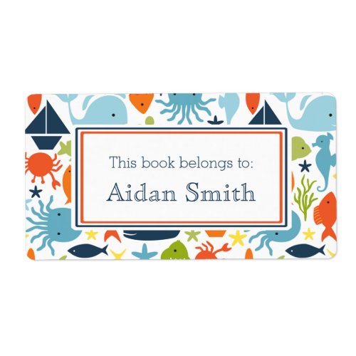 Nautical Under the Sea Personalized Book Label