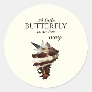 Nautical under the sea shell desert chic butterfly classic round sticker