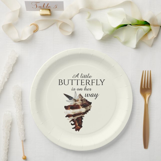 Nautical under the sea shell desert chic butterfly paper plates (Wedding)