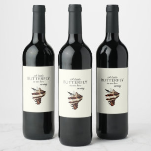 Nautical under the sea shell desert chic butterfly wine label