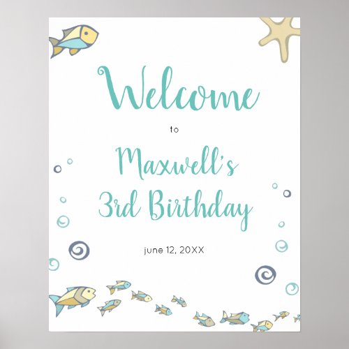 Nautical Under The Sea Welcome To 3rd Birthday Poster