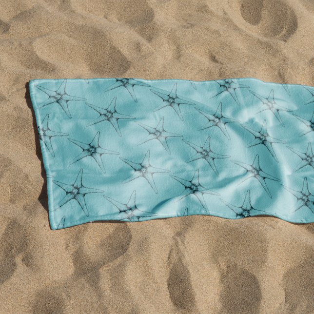 Nautical undersea modern starfish pattern blue beach towel (Creator Uploaded)