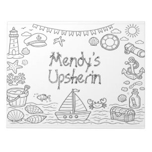 Nautical upsherin coloring page notepad