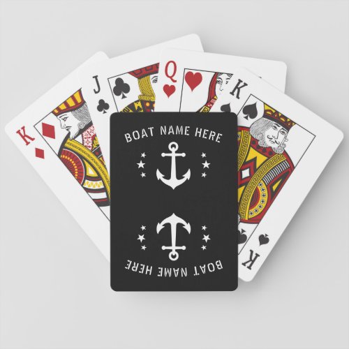 Nautical Vintage Anchor Boat Name Black White Playing Cards