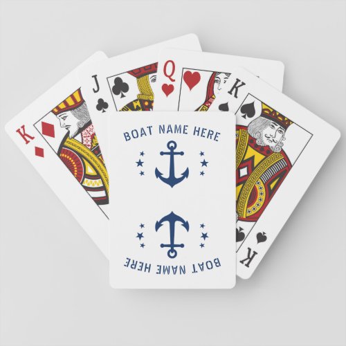 Nautical Vintage Anchor Boat Name White Blue Poker Cards