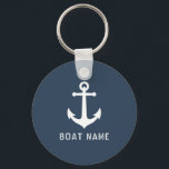 Nautical Vintage Anchor Boat or Name Gray Blue Keychain<br><div class="desc">Nautical Vintage Anchor Add You Name,  Boat Name or Custom Text Keychain.</div>