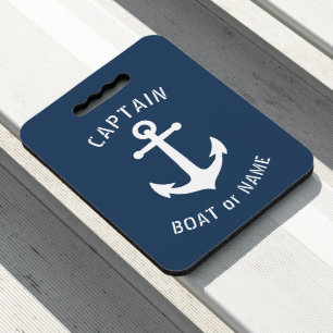 Nautical Vintage Anchor Captain Boat or Name Blue Seat Cushion