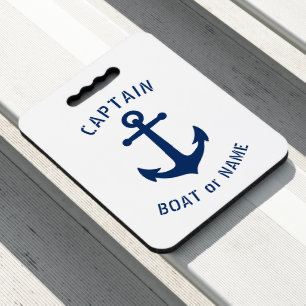 Nautical Vintage Anchor Captain Boat or Name Navy Seat Cushion