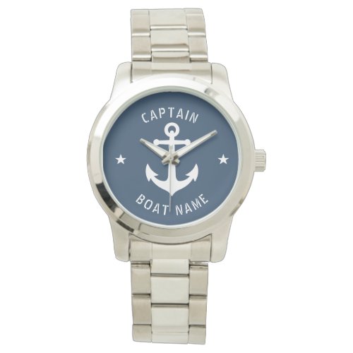 Nautical Vintage Anchor Captain  Boat or Name Watch