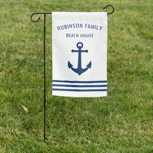 Nautical Vintage Anchor Family Beach or Lake House Garden Flag