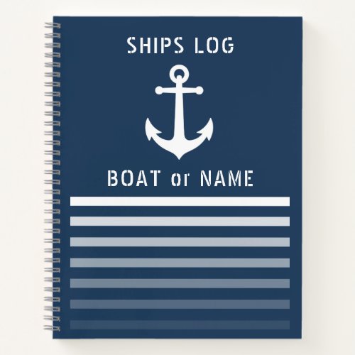 Nautical Vintage Anchor Ships Log Blue 85x11 Notebook