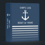 Nautical Vintage Anchor Ships Log Blue Stripe Mini Binder<br><div class="desc">Vintage Nautical Anchor Captains Log Blue and white Striped Mini Binder.</div>