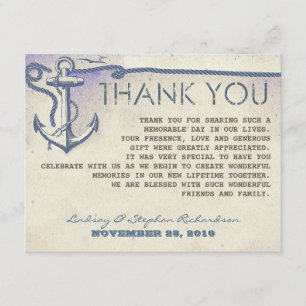 nautical vintage anchor wedding thank you cards