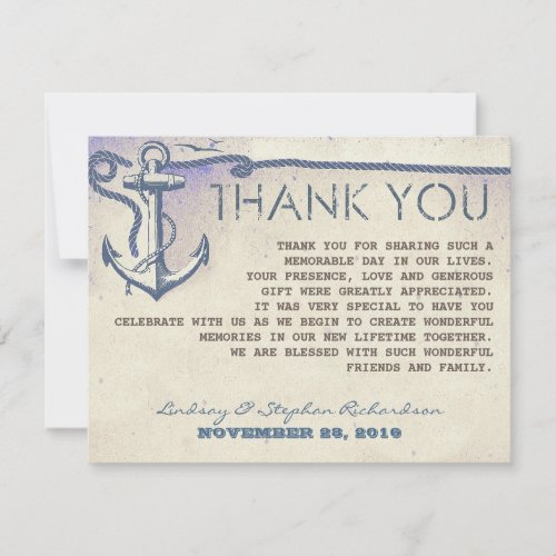 nautical vintage anchor wedding thank you cards