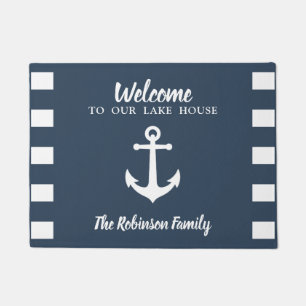 Nautical Vintage Anchor Welcome Lake House Name Doormat