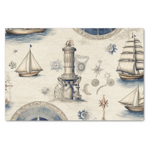 Nautical Vintage Decoupage Ephemera Tissue Paper