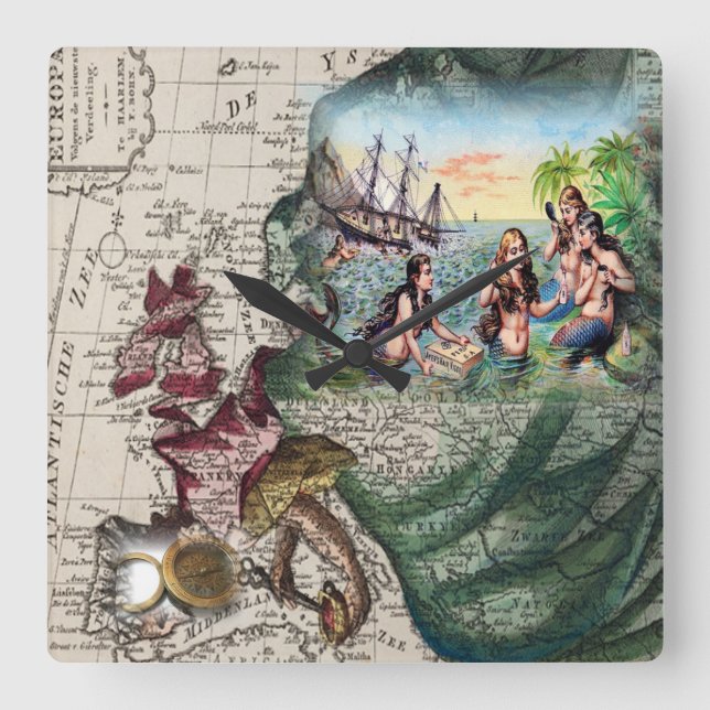 nautical Vintage European Map clock (Front)