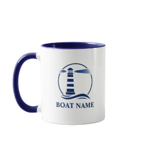 Nautical Vintage Lighthouse & Your Boat or Name Mug